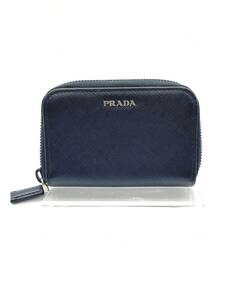 【送料無料】PRADA　プラダ　コインケース　小銭入れ　カードケース　ラウンドファスナー　ネイビー　W11　H7