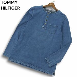 TOMMY HILFIGER トミーヒルフィガー 通年 Real Indigo★ インディゴ ヘンリーネック 長袖 カットソー Tシャツ Sz.M　メンズ　A4T09240_8#F