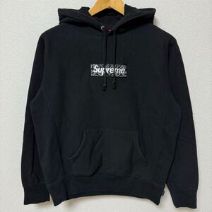 Supreme Bandana Box Logo Hooded Sweatshirt Black S 19aw 黒 ブラック バンダナ ボックスロゴ フーデッド スウェットシャツ ペイズリー