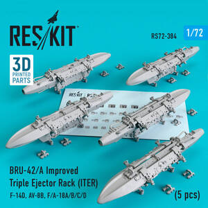 ◆◇RESKIT【RS72-0384】1/72 BRU-42/A ITER爆弾架(F-14D,AV-8B,F/A-18A/B/C/D用)(5個入り)◇◆