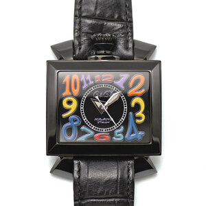 ガガミラノ GaGa MILANO ナポレオーネ 46MM オートマティック 6002.1 自動巻 ブラックPVD マルチカラー メンズ 紳士用 男性用 腕時計 中古