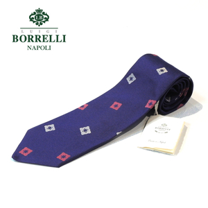 【40%OFF・新品】 LUIGI BORRELLI（ルイジ ボレッリ）シルクツイル 小紋柄ネクタイ ロイヤルブルー CR361152-7