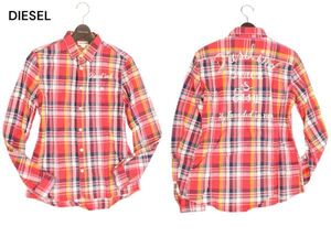 DIESEL ディーゼル 通年 バック刺繍★ 長袖 マドラス チェック シャツ Sz.S　メンズ　I4T00972_3#C