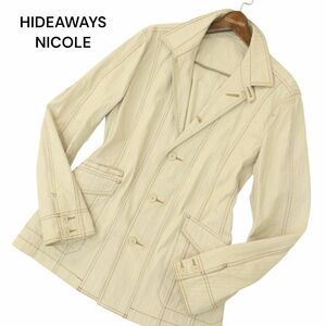 HIDEAWAYS NICOLE ハイダウェイ ニコル ステッチ★ スリム コットン ジャケット Sz.50　メンズ ベージュ　A4T08560_7#O