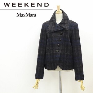 ◆Max Mara WEEKEND マックスマーラ アルパカ＆モヘヤ混 チェック柄 ウール ショート コート 42