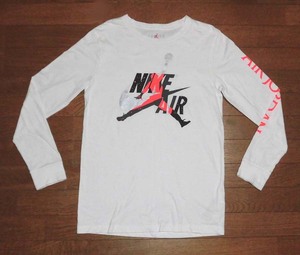  JORDAN NIKE AIR ジョーダン ナイキ エア ロンT ジャンプマン 長袖 Tシャツ フラッグ 正規品 WHT 158-170㎝ USED 美品/BULLSシカゴ ブルズ