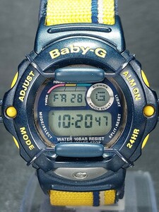 CASIO カシオ Baby-G ベビージー X-treme BGX-100 デジタル 腕時計 ネイビー イエロー 布製ベルト ステンレス 電池交換済み 動作確認済み