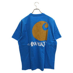 Carhartt WIP カーハート ダブリューアイピー×AWAKE NY S/S TEE アウェイク バックプリントポケット半袖Tシャツ ブルー