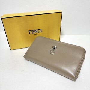 FENDI フェンディ バイザウェイ 長財布 ラウンドファスナー ベージュ レザー