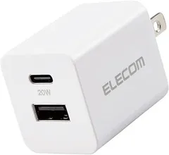 エレコム 充電器 20W 2ポート Type-C USB-A USB PD対応 折りたたみ式プラグ 【iPhone 16 15 14 iPad 第10世代 等対応】 ホワイト EC-AC22WH