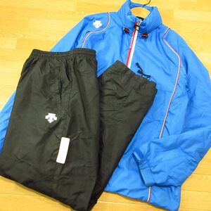 ◎DESCENTE デサント M 上下セット◆厚手 ウィンドブレーカー 裏起毛 ジャケット&パンツ 秋冬！◆メンズ 水色x黒◆BA0999