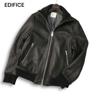 EDIFICE エディフィス 秋冬 羊革★ シープスキン レザー ライダース ジャケット フライトジャケット Sz.M メンズ 黒　I4T04077_C#N