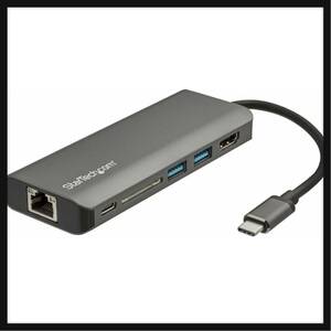 【開封のみ】StarTech.com ★マルチポートアダプター／USB-C接続／シングルモニター／4K30Hz HDMI／60W USB PDパススルー／3x USB 3.0ハブ