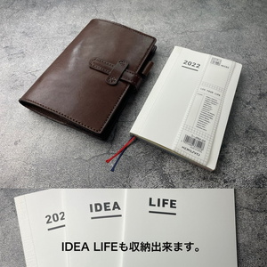 【手縫】ジブン手帳B6miniスリム用チョコ色本革手帳カバー※ IDEA/LIFE も収納出来ます