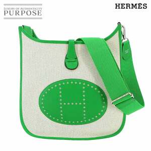 新品同様 エルメス HERMES エブリン3 PM ショルダー バッグ トワルアッシュ レザー バンブー Z刻印 シルバー 金具 Evelyne 3 90233777