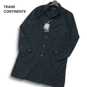 【新品 未使用】 TRANS CONTINENTS トランスコンチネンツ 通年 コットン ステンカラー コート Sz.M　メンズ ネイビー　A4T08920_8#O