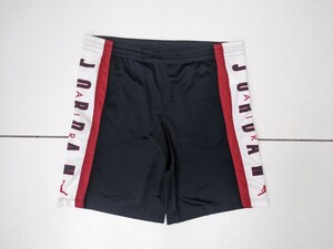 12．ジョーダン ナイキ DRIFIT 速乾 ジャンプマンロゴ サイドライン ジャージ ショーツ ハーフ パンツ NIKE JORDAN メンズL 黒白赤x101