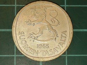 【1円スタート】フィンランド　1マッルカ銀貨　1965年