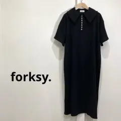 forksy. フォルクシー ワッフル ビッグカラー ポロ ワンピース