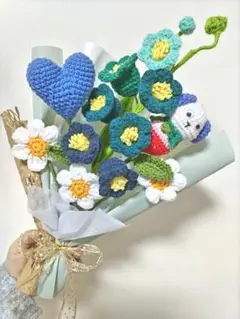 ハート　ラベンダー　バラ　枯れない花　編み物　ハンドメイド