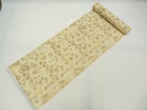 まゆの四季/新品/日本製/変わり織/浜松染め/手捺染/シルクスクリーン/ゆかた/反物生地/浴衣/綿ゆかた23-2紬地菊唐草-生成り