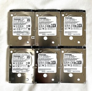 ★1円スタート★2.5インチ(ノートPC用) 東芝 SATA HDD 500GB (6枚セット）/ 動作チェック済 / フォーマット済