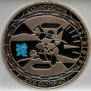 2009年イギリスNGC PF70UCロンドンオリンピック カウントダウン5ポンド銀貨 ピエフォーPIEFORT G.BRITAIN S5PND OLYMPICS-COUNTDOWN PF70UC