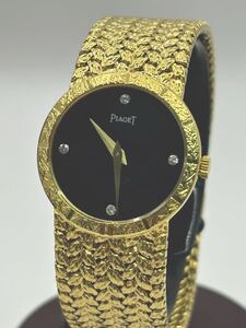 [ML12405]稼働品！PIAGET ピアジェ　Cal.9P2 18k 手巻き　レディース腕時計　総重量約62.5g 黒文字盤