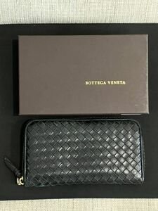 BOTTEGA ボッテガヴェネタ 長財布 ブラック レザー ラウンドファスナー【247-3】