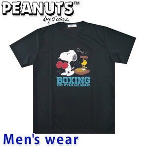 スヌーピー 半袖 Tシャツ メンズ ドライ PEANUTS 犬 グッズ S1142-193A Mサイズ BK(ブラック)