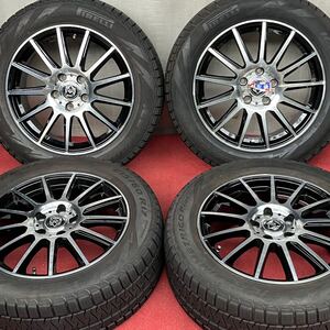 80%溝有。綺麗！WEDS RIZLEY(ライツレー) 17インチ×7J+48 114.3 5穴社外ホイールPIRELLI ICE A SIMMETRICO PLUS 215/60R17スタッドレス4本