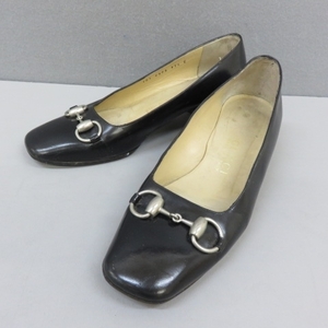 H251★GUCCI グッチ ホースビット パンプス 37 1/2 黒 5/22★A