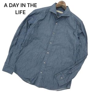 A DAY IN THE LIFE ユナイテッドアローズ 通年 ホリゾンタルカラー★ 長袖 デニム シャツ Sz.L　メンズ　C4T04717_5#C