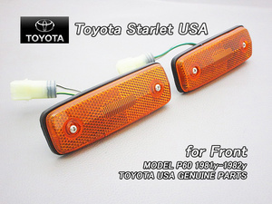 スターレットP60中期後期/TOYOTA/トヨタSTARLET純正USサイドマーカーAssyフロント左右オレンジ色/USDM北米仕様KP61海外1300旧車ランプUSA