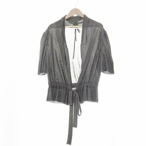 ★ARMANI COLLEZIONI アルマーニコレツォーニ 半袖 ショート丈カーディガン レディース サイズ42 グレー 羽織 メッシュ 5441 1BA/41818