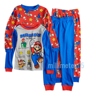 USA購入★★ スーパーマリオ コットンパジャマ 上下2セット サイズ8 130 長袖 未使用品 ★★ Supermario boys pajama