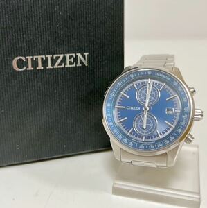 CITIZEN シチズン エコドライブ B642-S1182280 クロノグラフ アナログ 腕時計 ネイビー 中古