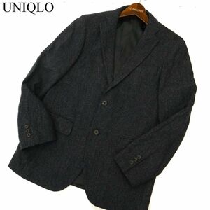 UNIQLO ユニクロ 秋冬 ウール★ 2B ヘリンボーン柄 ツイード テーラード ジャケット Sz.S　メンズ グレー　C3T09635_A#N