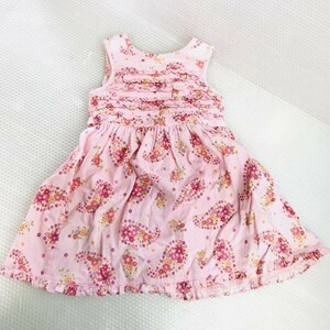 ローラアシュレイ/LAURA ASHLEY★ノースリーブワンピース【女の子18MOS/1歳～2歳/ピンク/pink/花柄】後ろボタン/フリル/Tops/Shirts◆BH781