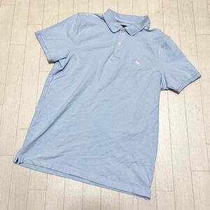 和348★ Abercrombie&Fitch アバクロンビー&フィッチ 半袖 ポロシャツ M ライトブルー メンズ