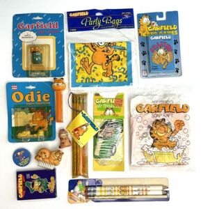 Vintage GARFIELD Lot Collectibles Pencil Topper Cards Stamp Odie Figure Pez Etc 海外 即決