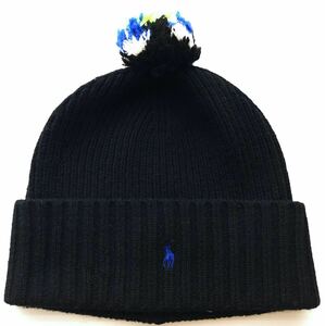 ポロ ラルフローレン シェットランドウール ポンポン付き ニット帽　　ニットキャップ ビーニー ワッチ POLO RALPH LAUREN 玉6607