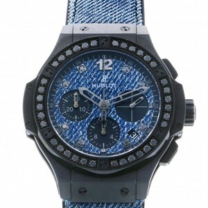 ウブロ HUBLOT ビッグバン ジーンズ セラミック ブラックダイヤモンド 341.CX.2740.NR.1200.JEANS ブルー文字盤 中古 腕時計 レディース