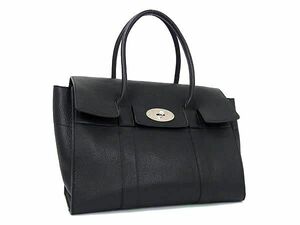 1円 ■美品■ MULBERRY マルベリー ベイズウォーター レザー トートバッグ ショルダー 肩掛け レディース ブラック系 AY6825