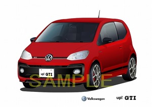 フォルクスワーゲン up! GTI イラスト自動車アートA4 デジタル