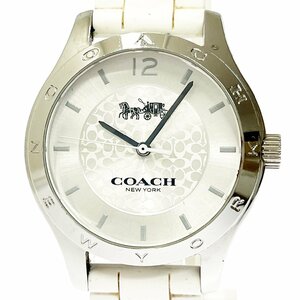 【1円スタート】COACH コーチ CA.79.7.95.1260 SS×ラバー シルバー文字盤 クオーツ ボーイズ腕時計 277149