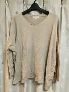 【NATURAL BEAUTY BASIC/ナチュラルビューティーベーシック】長袖ニット/M★ベージュ★セーター★レディース★USED