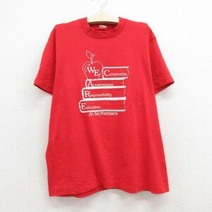 古着 スクリーンスターズ 半袖 ビンテージ Tシャツ キッズ ボーイズ 子供服 キッズ 80s リンゴ 本 クルーネック 赤 レッド 23sep04