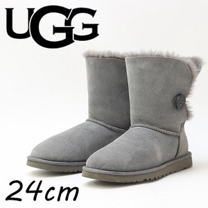 ◆UGG アグ 5803 BAILEY BUTTON ベイリーボタン シープスキン ムートン ブーツ グレー 24cm