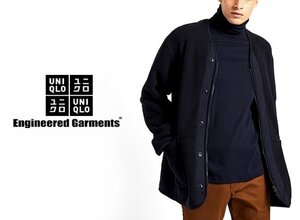 UNIQLO ユニクロ × Engineered Garments エンジニアードガーメンツ コラボ フリースノーカラーコート L/ジャケット/メンズ/紺/341-423112